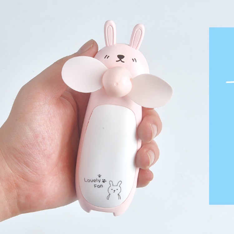 Kipas Angin Karakter Motif Rabbit Mini Fan LED USB Charger Kipas Genggam Portable lucu unik hemat tempat mudah di bawa kipas mini