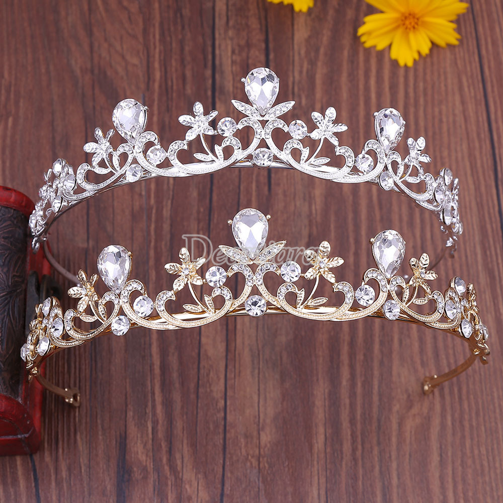 Tiara Mahkota Berlian Imitasi Bahan Alloy untuk Pengantin Wanita