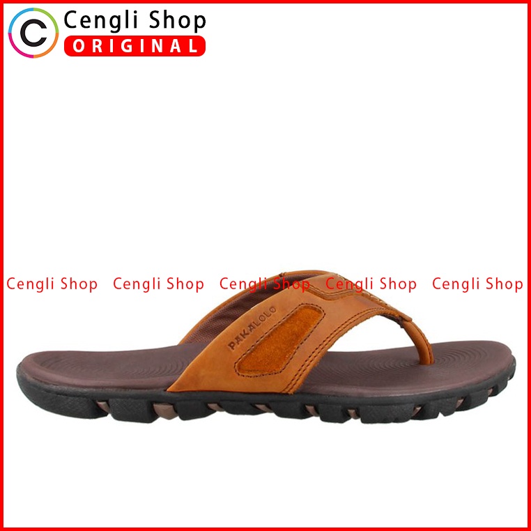 SANDAL JEPIT PAKALOLO PRIA ORIGINAL CASUAL KULIT ASLI COKLAT PB07