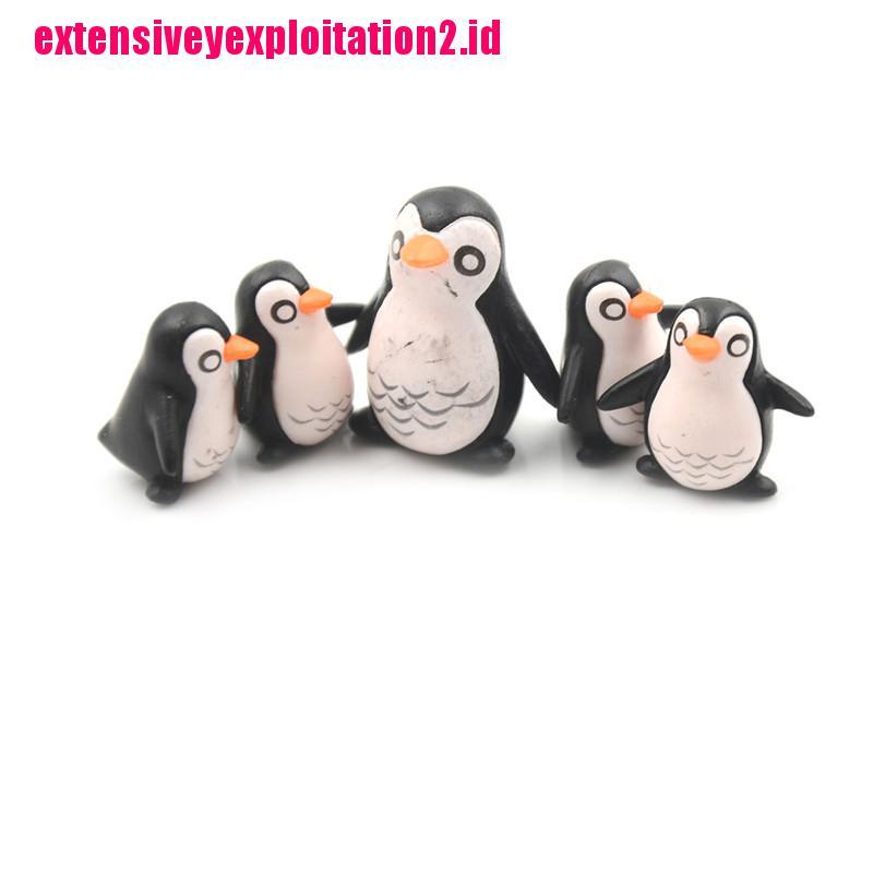 &lt; E2id &amp; &gt; 5Pcs / Set Miniatur Penguin Untuk Dekorasi Taman Mini / Rumah Boneka