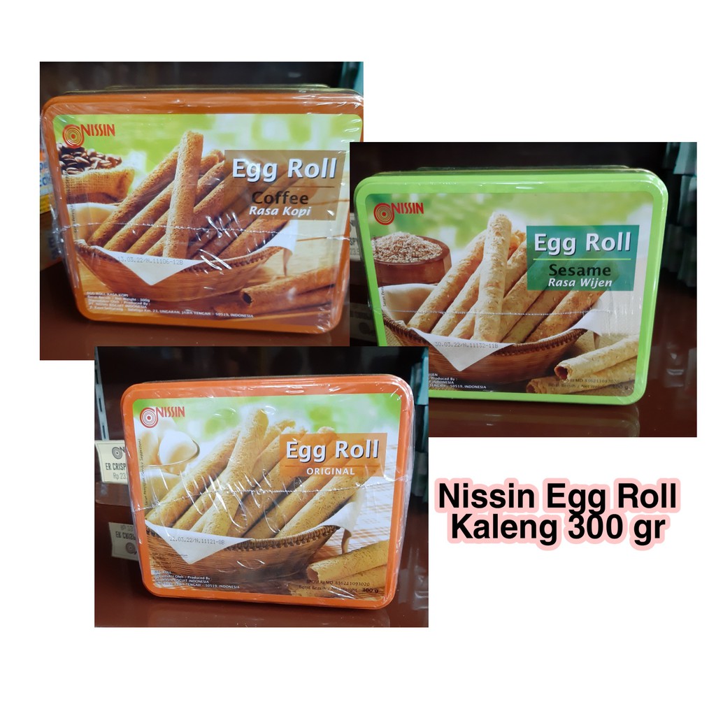 Nissin Egg Roll kaleng murah 300 gr. Varian kopi wijen original