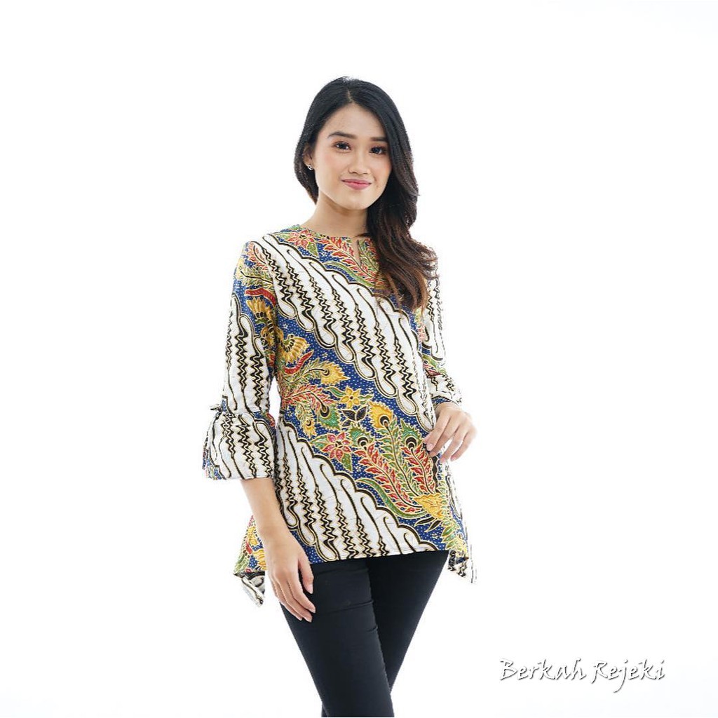 New Arrival Atasan Cewek AKP Biru Batik Berkah Rejeki