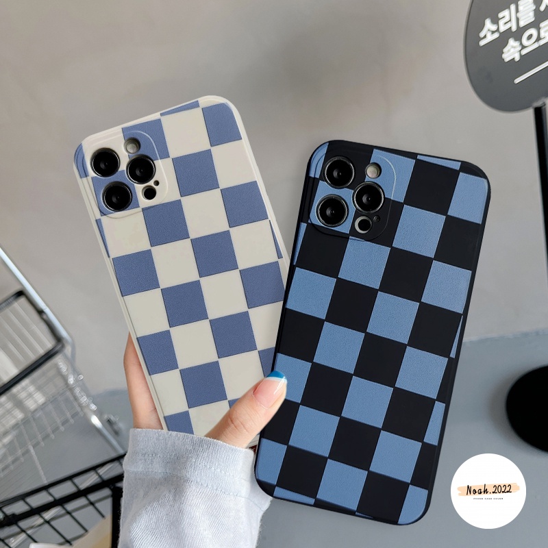 Soft Case TPU Motif Papan Catur Hitam Biru Putih Untuk Infinix Hot 11 Play 10 Lite 9 10S 10T Smart 6 5 11 11s Note 10 8