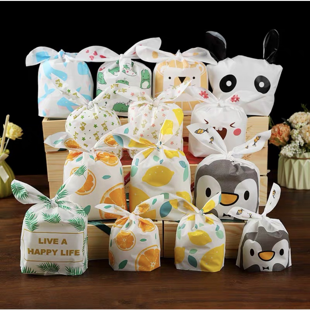 1pc Plastik Rabbit Ear Bag EBM 13.5 x 22 cm bungkus kue, cookies, goodie bag, tas suvenir, hampers ultah, manyue, DIY Suvenir