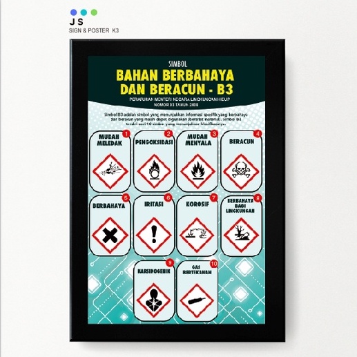 Jual POSTER SAFETY K3 SIMBOL MATERIAL B3 + FRAME Ukuran A2 Indonesia ...