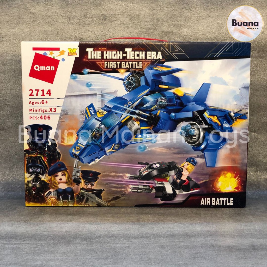 BRICKS Q-MAN HIGH TECH ERA 2714 MAINAN EDUKASI ANAK BRICK QMAN HELIKOPTER MECHA PERANG