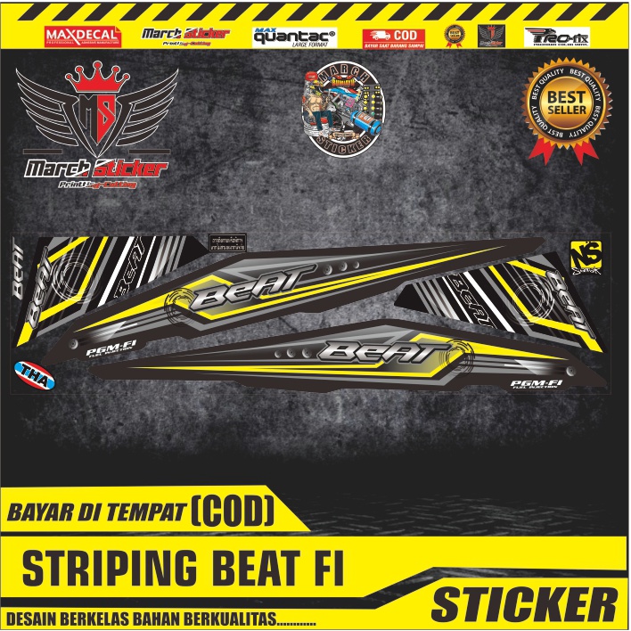 "STRIPING VARIASI BEAT FI 2015 VARIASI SIMPLE RACINIG KUNING BEAT FI"