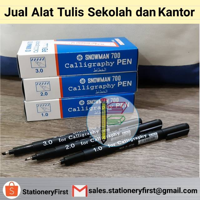 Snowman Calligraphy Pen Hitam per pc / Pen Kaligrafi ukuran 2.0 / 1.0 / 3.0