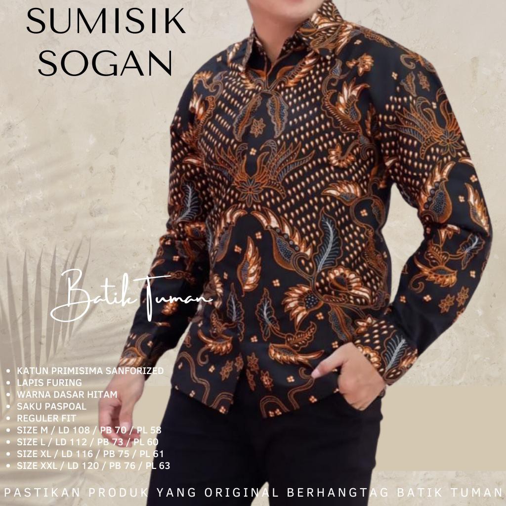 SUMISIK SOGAN Kemeja Batik Pria Lengan Panjang Katun Halus FULL FURING TUMAN