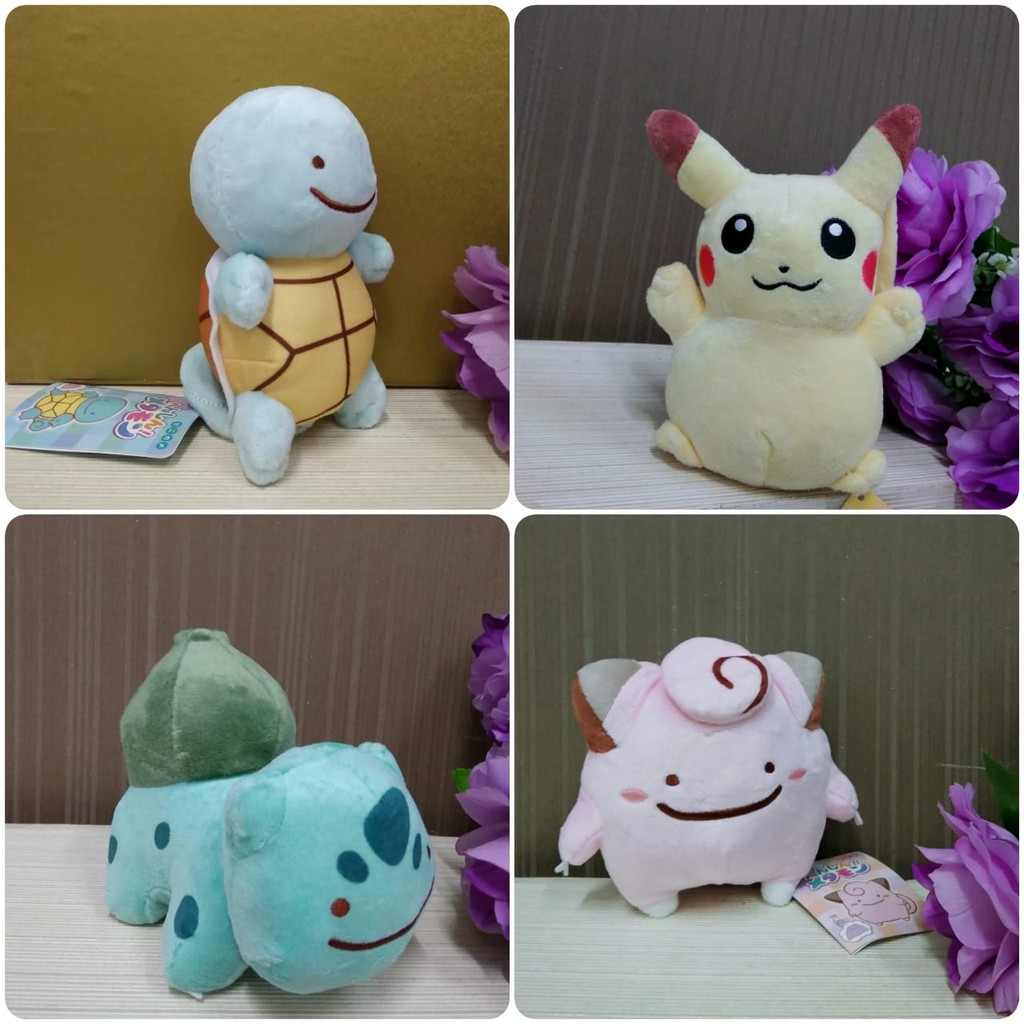 Boneka bulbasaur squirtle clefairy Pikachu ori Size 12cm/06&quot;/boneka pokemon ori/Boneka Teman Pokemon