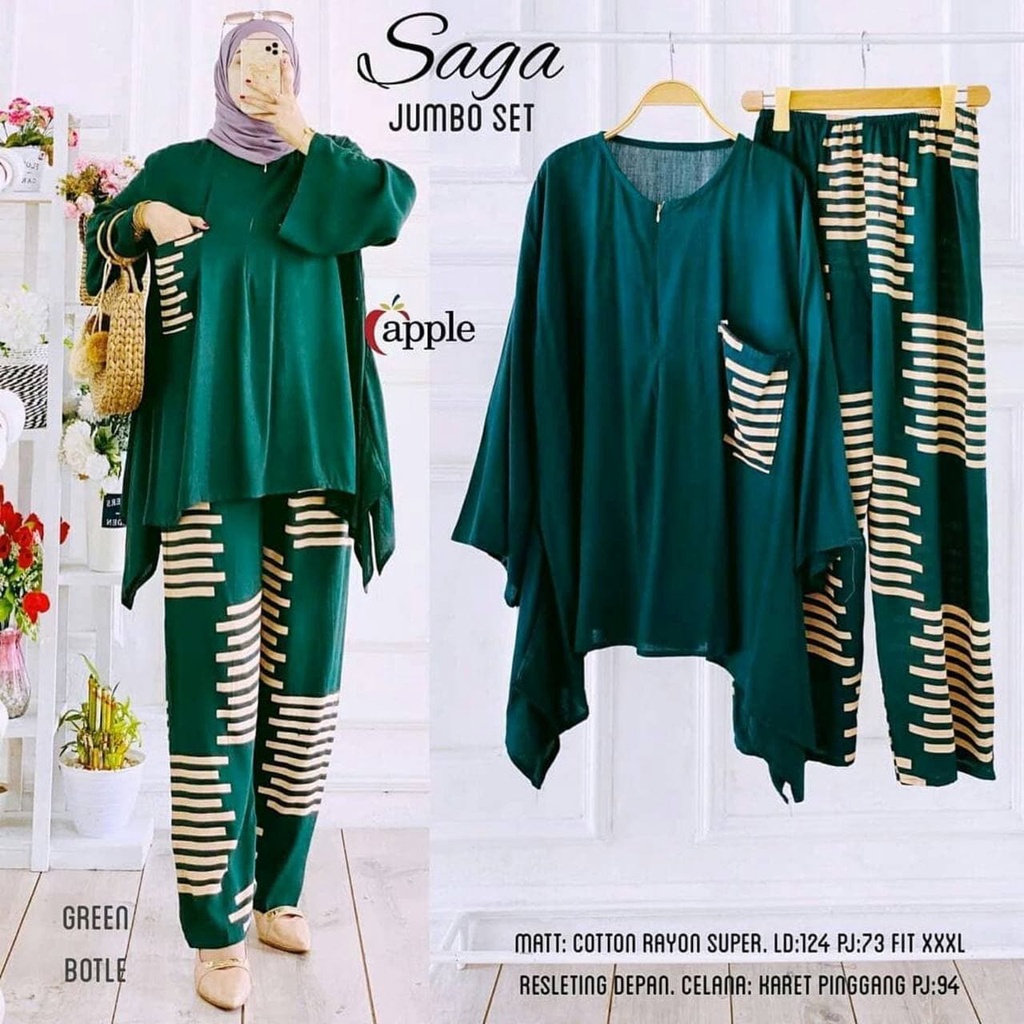 SETELAN WANITA/SETELAN TUNIK DRESS EMIRA/ SET JUMBO/ONE SET WAKA WAKA  JUMBO/SETELAN PREMIUM/LD 130