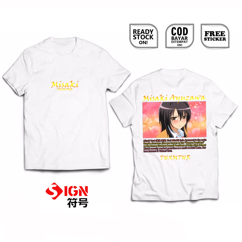 KAOS MISAKI AYUZAWA KAICHOU WA MAID SAMA ANIME MANGA WAIFU SEIKA HIGH SCHOOL TAKUMI USUI RUI USUI SARA SATSUKI HYOUOU BAJU JEPANG JAPAN CULTURE COSPLAY WIBU OTAKU - SIGN CLOTH