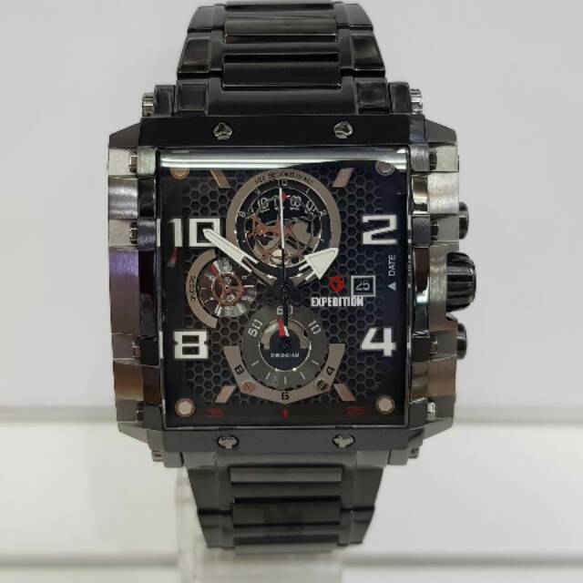 Jam tangan expedition e 6757 rantai pria black grey