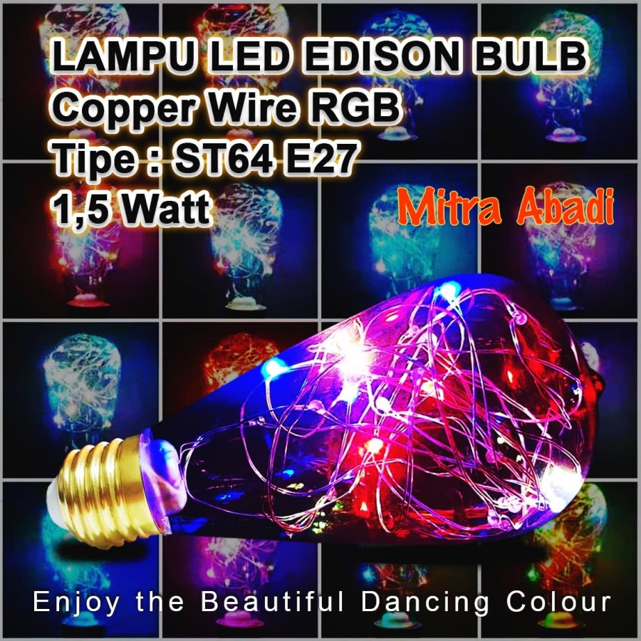 Lampu Bulb LED Edison Cooper Wire Vintage ST64 1,5W Fitting E27