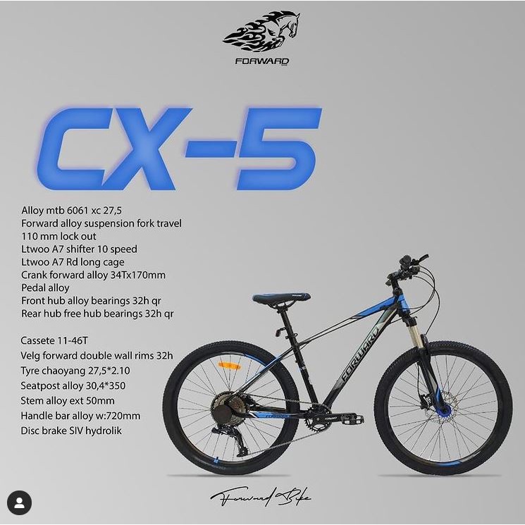 Sepeda MTB Forward CX-5 Ukuran 27,5 Inch 10 Speed Alloy