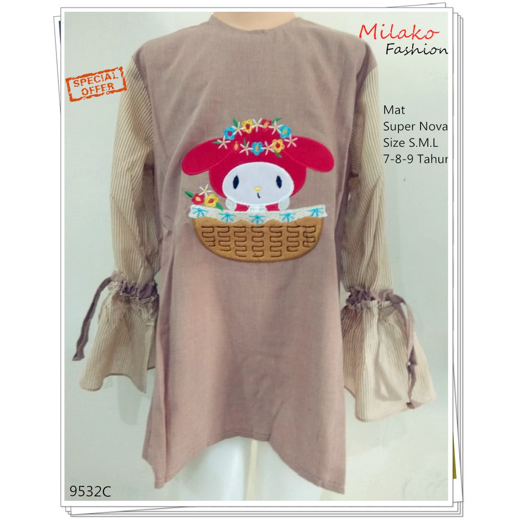 BLUS ANAK PEREMPUAN UMUR 7-8-9 TAHUN ( FREE MASKER KAIN CANTIK )