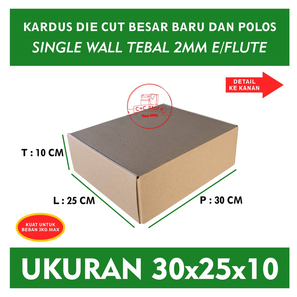

Kardus Box Karton Polos Die Cut Uk 30x25x10
