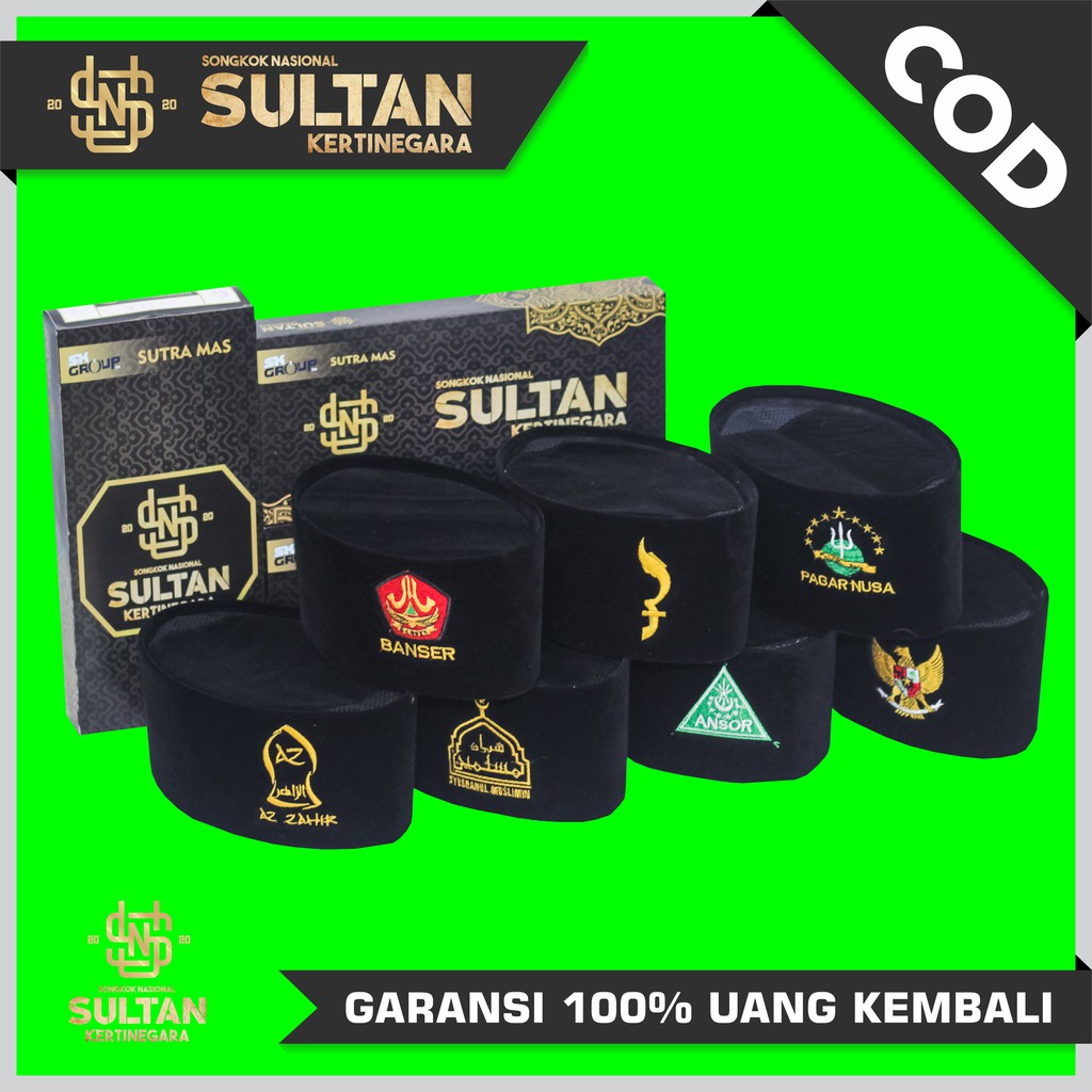 Peci Hitam AC BORDIR LOGO UAS Kujang Garuda Az-Zahir Syubbanul Muslimin Songkok  - Bisa COD