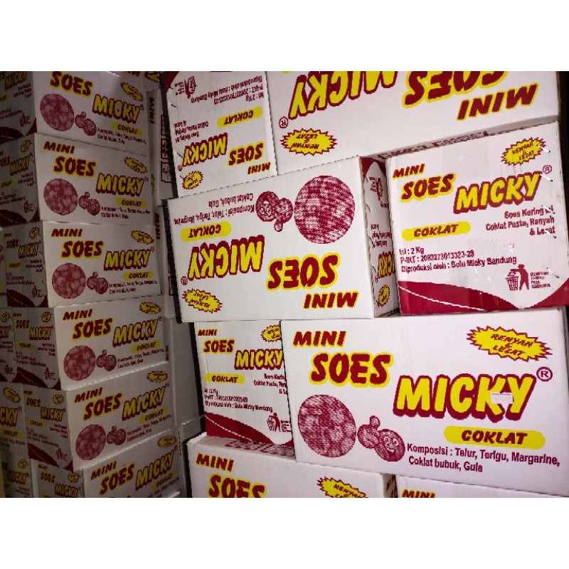 Mini Soes Coklat Micky 2kg / Kue Soes Kering Isi Coklat