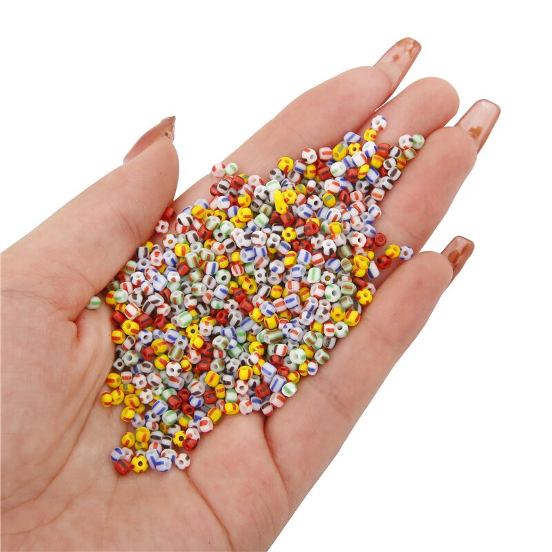 20g 650Pcs 3mm Stripe Czech Glass Seed Spacer Beads Austria Crystal Round Beads For Kids Jewelry Craft DIY Garment Deco