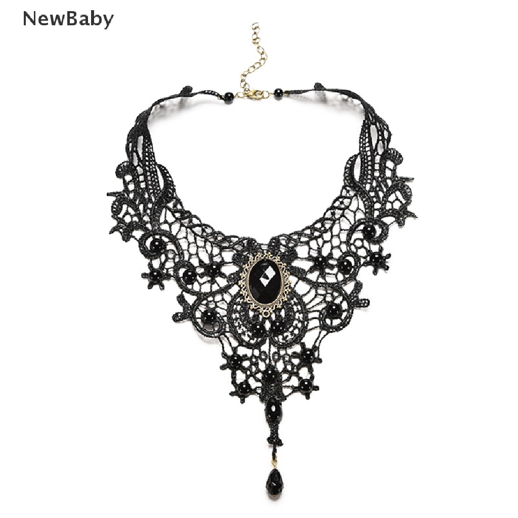 Kalung Choker Bahan Lace Warna Hitam Gaya Gothic Victoria Steampunk Untuk Hadiah