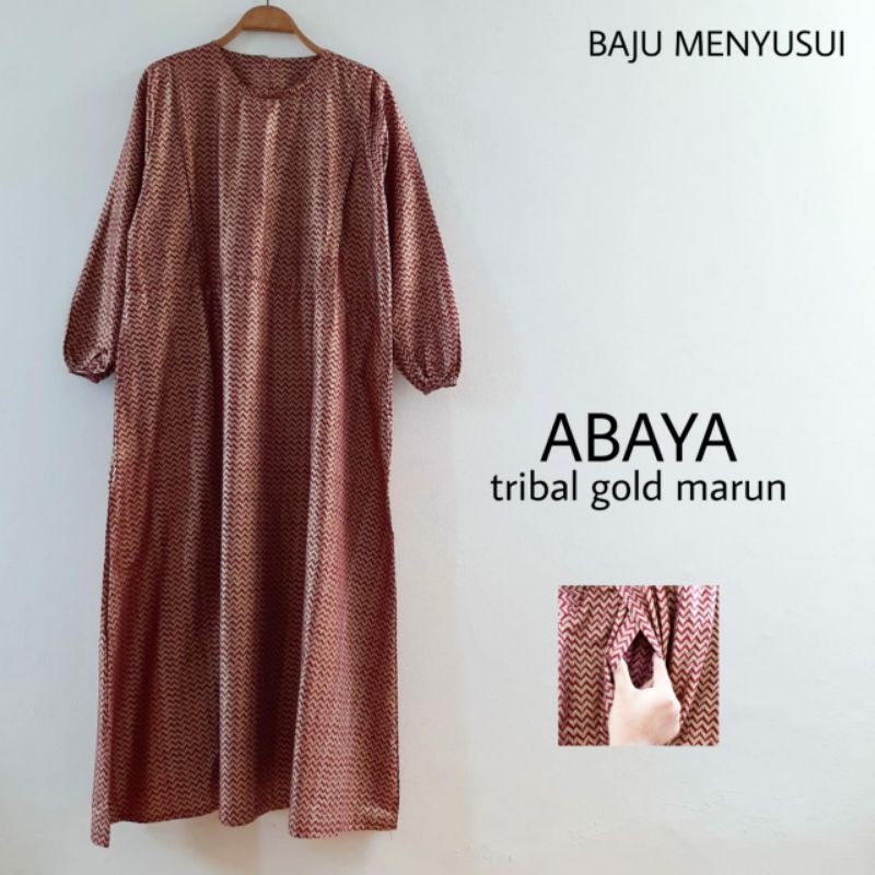 MAMIGAYA Baju Menyusui ABAYA  Gamis Hamil Menyusui Dress Maxi Hijab