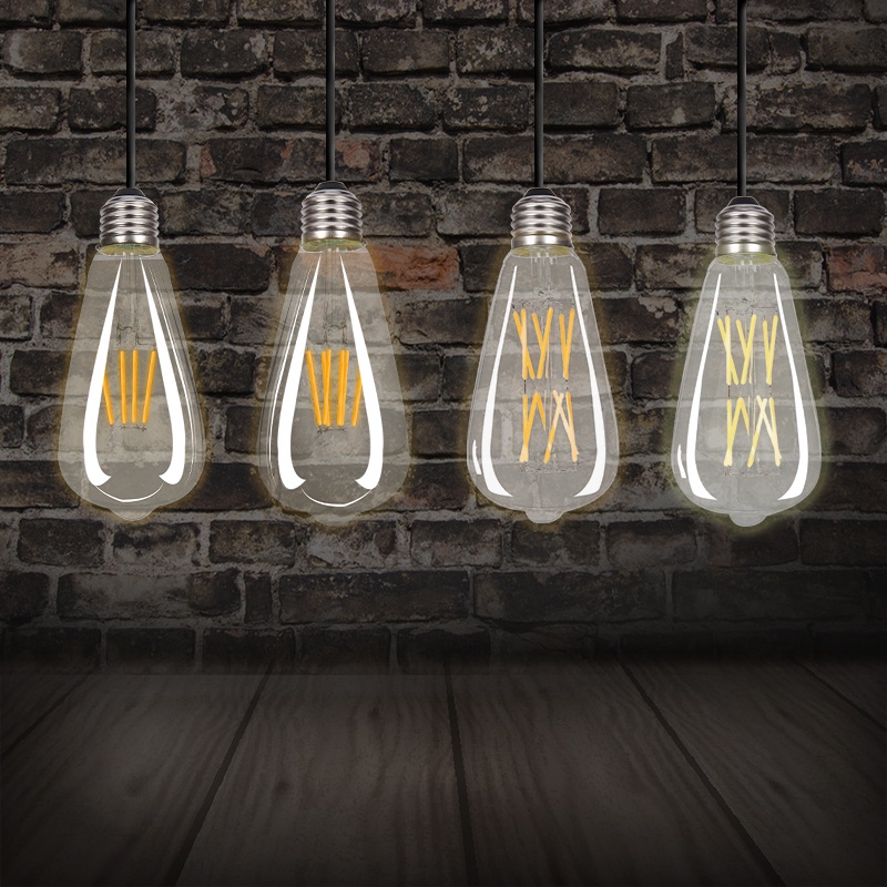 ST64 4/6/8/12W Retro Transparent LED Filament Bulb Lamp 220V E27 Vintage  Replace Incandescent Light for Home Bedroom