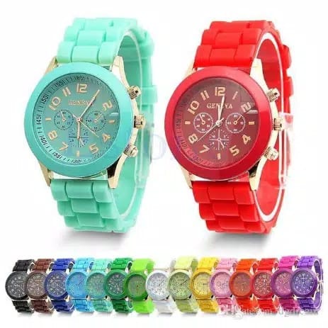 GENEVA Jam Tangan Wanita / Pria Analog Fashion Casual Women Wrist Quartz Watch rubber