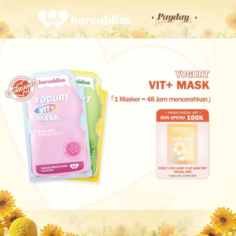 BNB Barenbliss Yogurt Vit+Mask-Calming Sheet Mask Korea Essence Serum