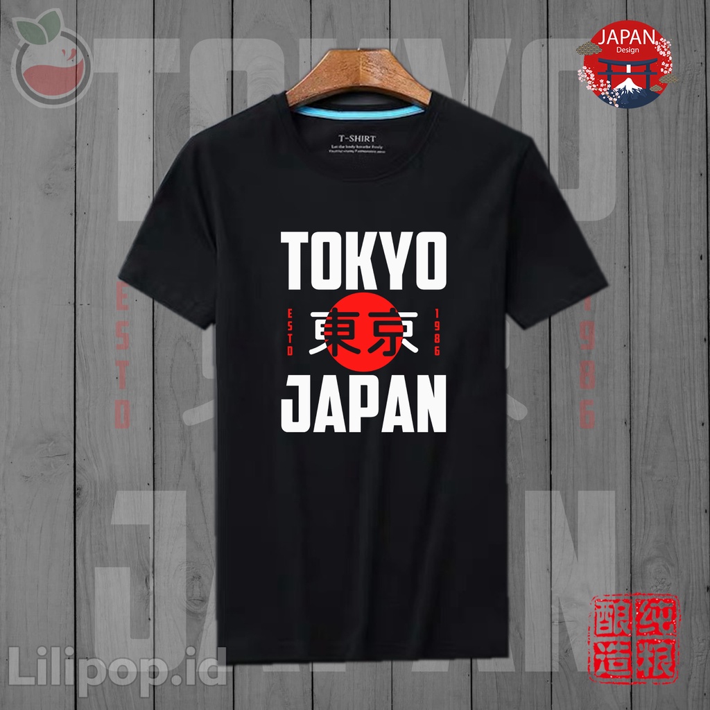 Lilipop Kaos Tshirt  Pria Tokyo Japan Nippon Jepang Baju Distro Basic Lengan Pendek Cowok Kasual