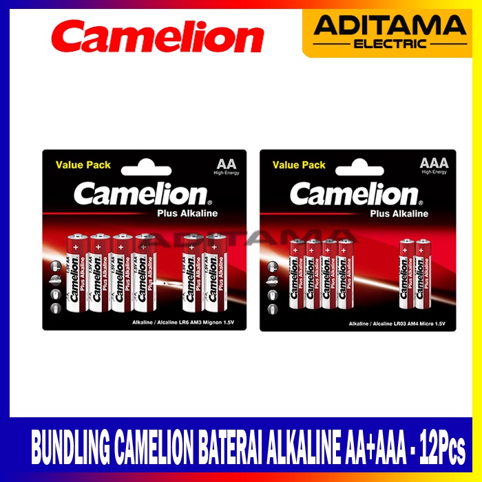 BUNDLING BATERAI CAMELION ALKALINE AA+AAA - 12 PCS