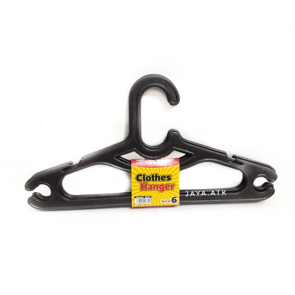 GANTUNGAN BAJU HANGER HITAM PLASTIK MURAH SET ISI 6 PCS