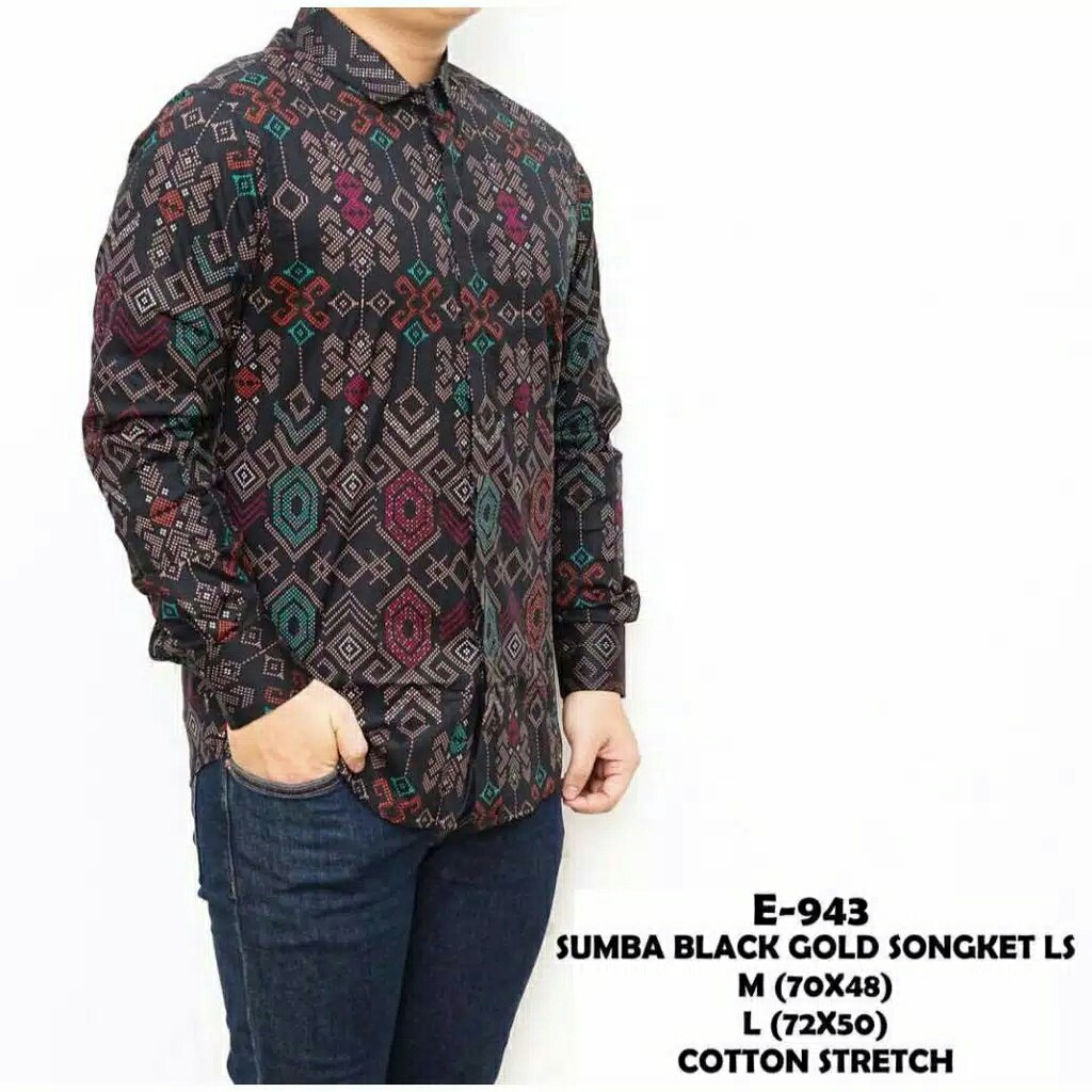 Credomenstore Kemeja Batik Songket Hitam Lengan Panjang / Kemeja Batik Pria / Baju Batik / Batik