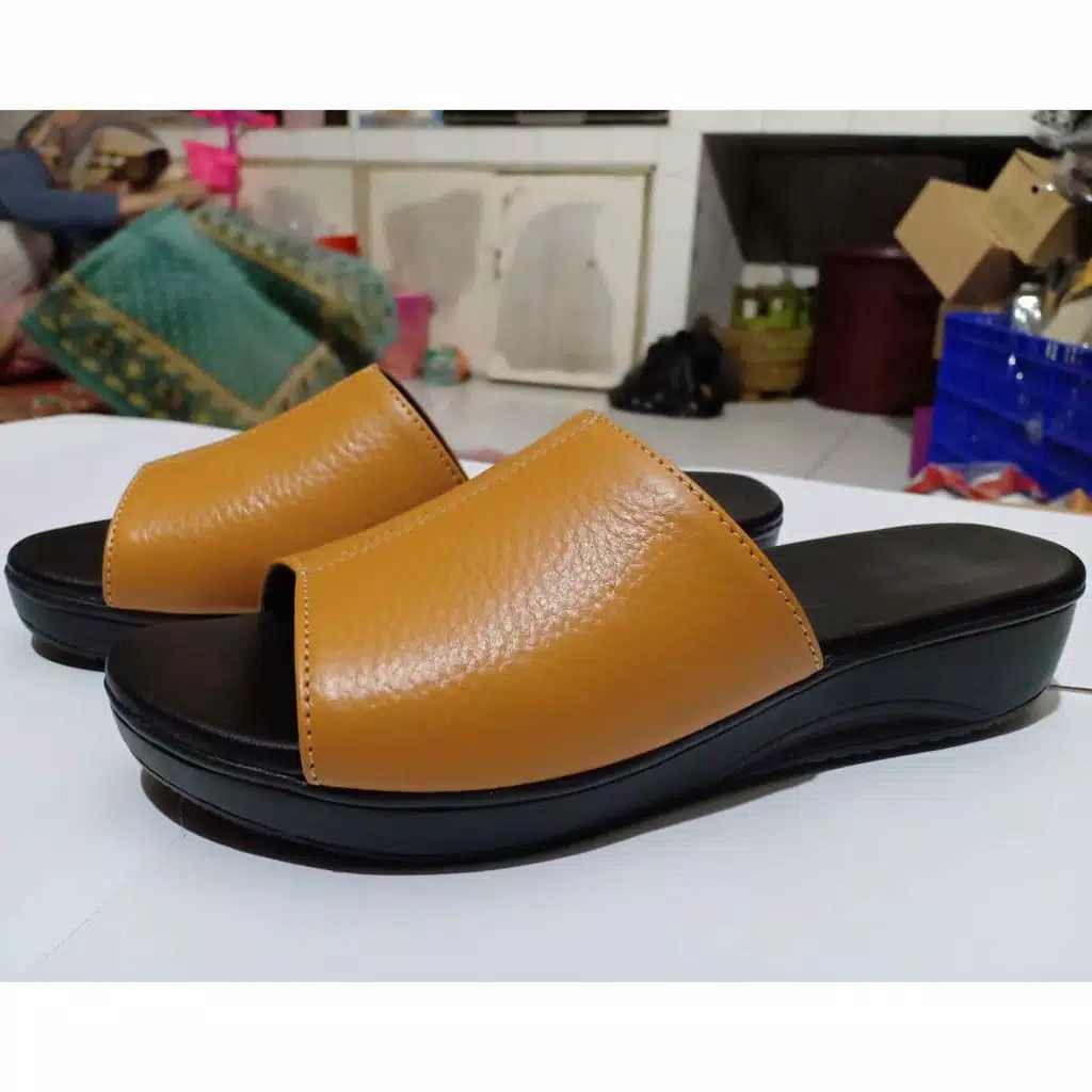 BEST SELLER SANDAL KULIT HAK FLAT WANITA ANTI LICIN PAPIRUT CASUAL ASLI GARUT SUKAREGANG