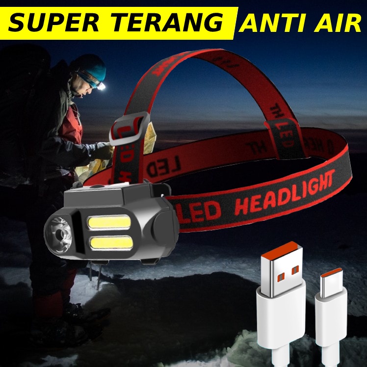 SENTER KEPALA LED XPE COB LAMPU SENTER KEPALA LED SENTER LED SUPER TERANG KEPALA LAMPU KEPALA SUPER 
