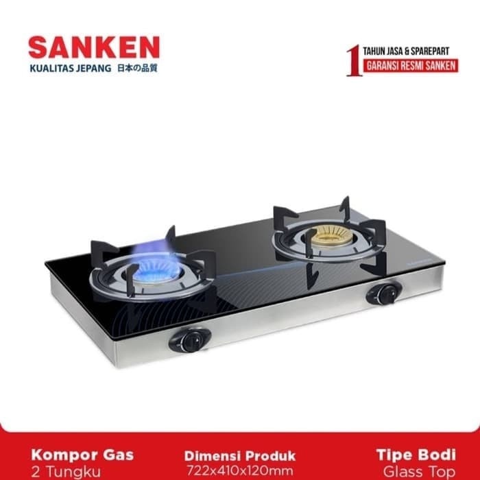 Sanken Kompor Gas Permukaan Kaca 2 Tungku | SG363 | SG 363| SG-363 BX