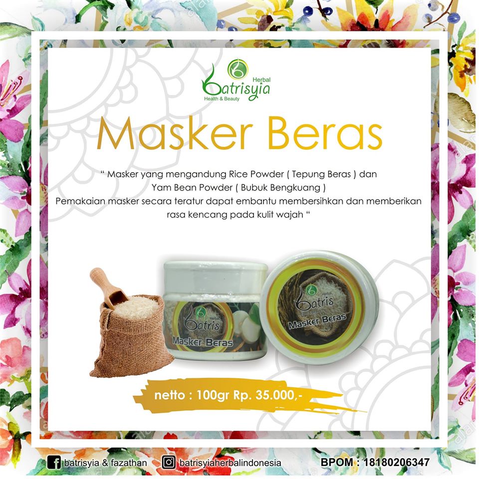 Masker beras batrisyia glowing putih anti muka kusam Aman BPOM