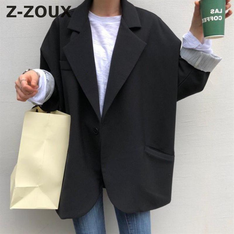 TERLARIS Z-ZOUX Women Blazer Black Long Blazer Jacket Loose Leisure Ladies Blazer Jacket Long