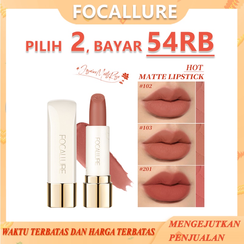 Focallure #JasmineMeetsRose Matte Lipstick Long Lasting Liptint-Tahan air kosmetik bibir lipstik