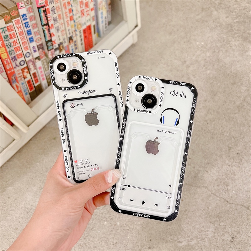 Soft Case Pelindung Lensa Transparan Motif headphone Untuk Iphone 12 13 Pro MAX 11 X XR XS MAX 7 8 Plus