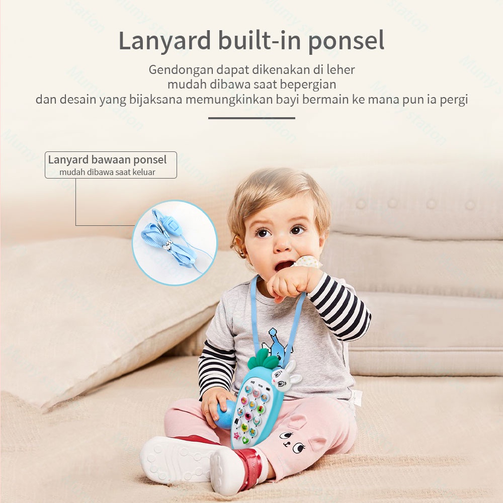 Mumystation Mainan Handphone bayi /Telepon Pendidikan Awal dengan Lampu Musik