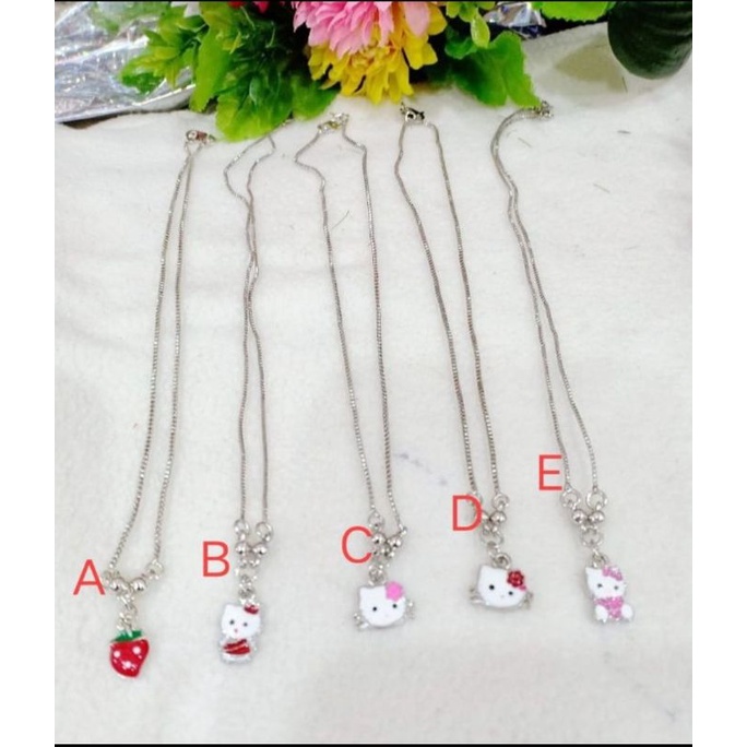 perhiasan kalung anak xuping motif hello Kitty silver terbaru