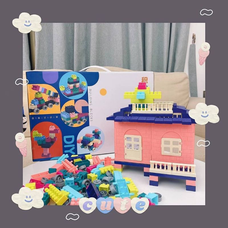 Lego Rumah 252pcs Mainan Anak Lego Murah Mainan Anak Laki dan Perempuan DIY LEGO Brick