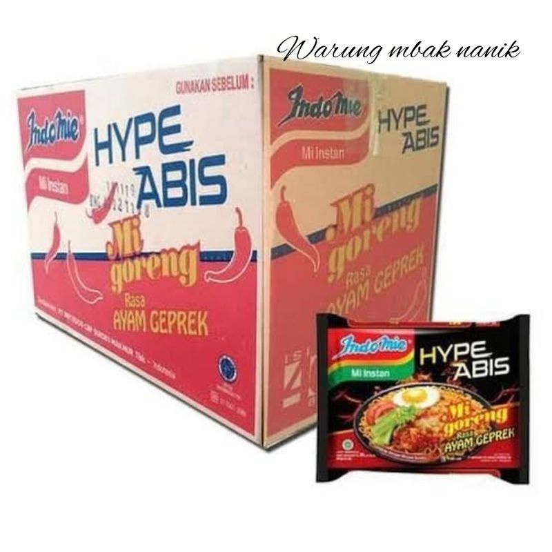 

Indomie mie ayam geprek HYPE ABIS 1karton isi 40bungkus