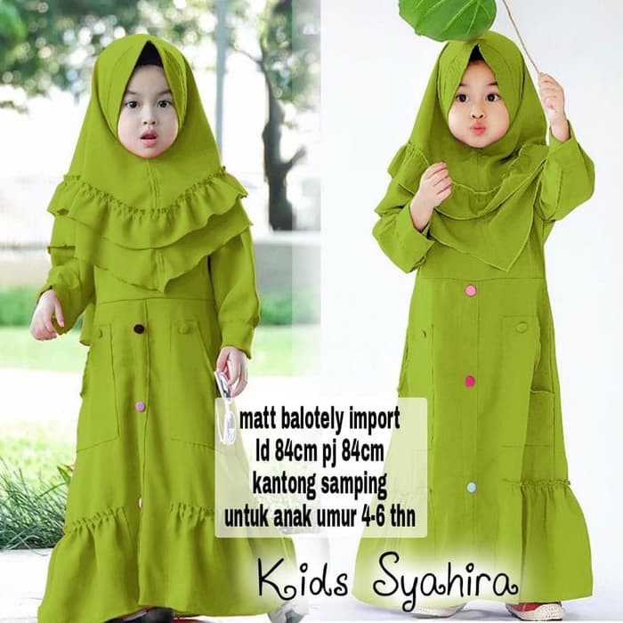 Terlaris Alg - Syahira Bergo Kid Avocado Alpukat Baju Muslim Anak |