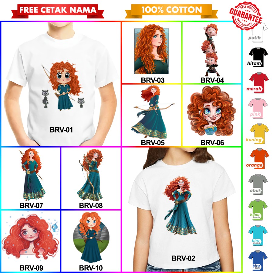 [FREE NAMA!!] Baju Kaos ANAK DAN DEWASA BRAVE Merida BANYAK MOTIF