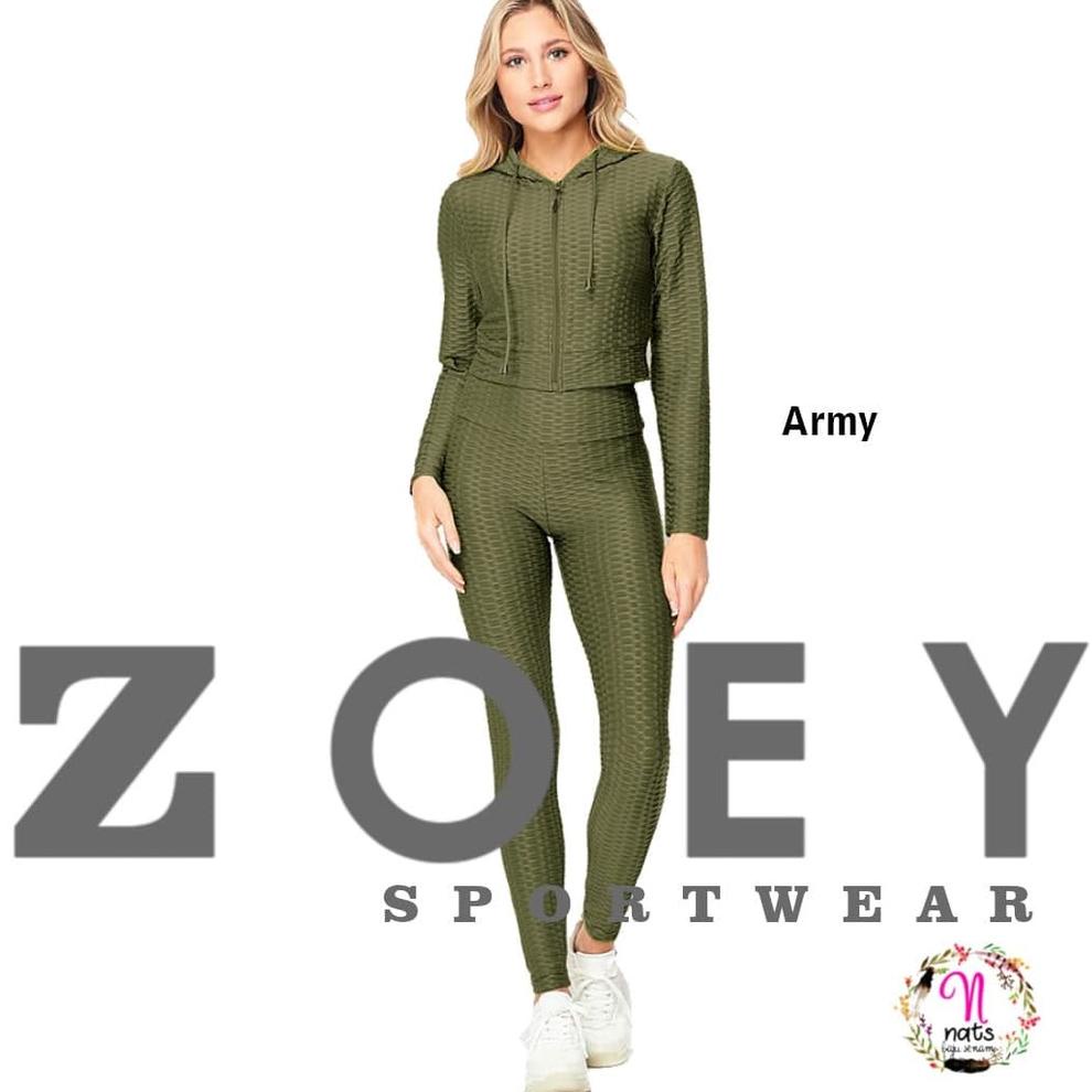 Setelan senam tangan panjang ZOEY SET setelan olahraga wanita baju senam set sport legging senam cel