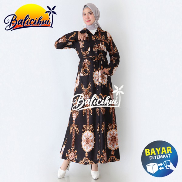 Balicihui Long Dress Kancing Gamis Kancing Dress Kekinian Terbaru