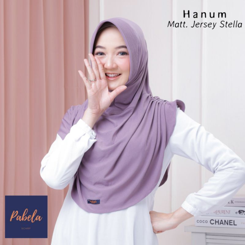 [Ori PABELA] HANUM••hijab instan bergo pet serut kk••jersey stella