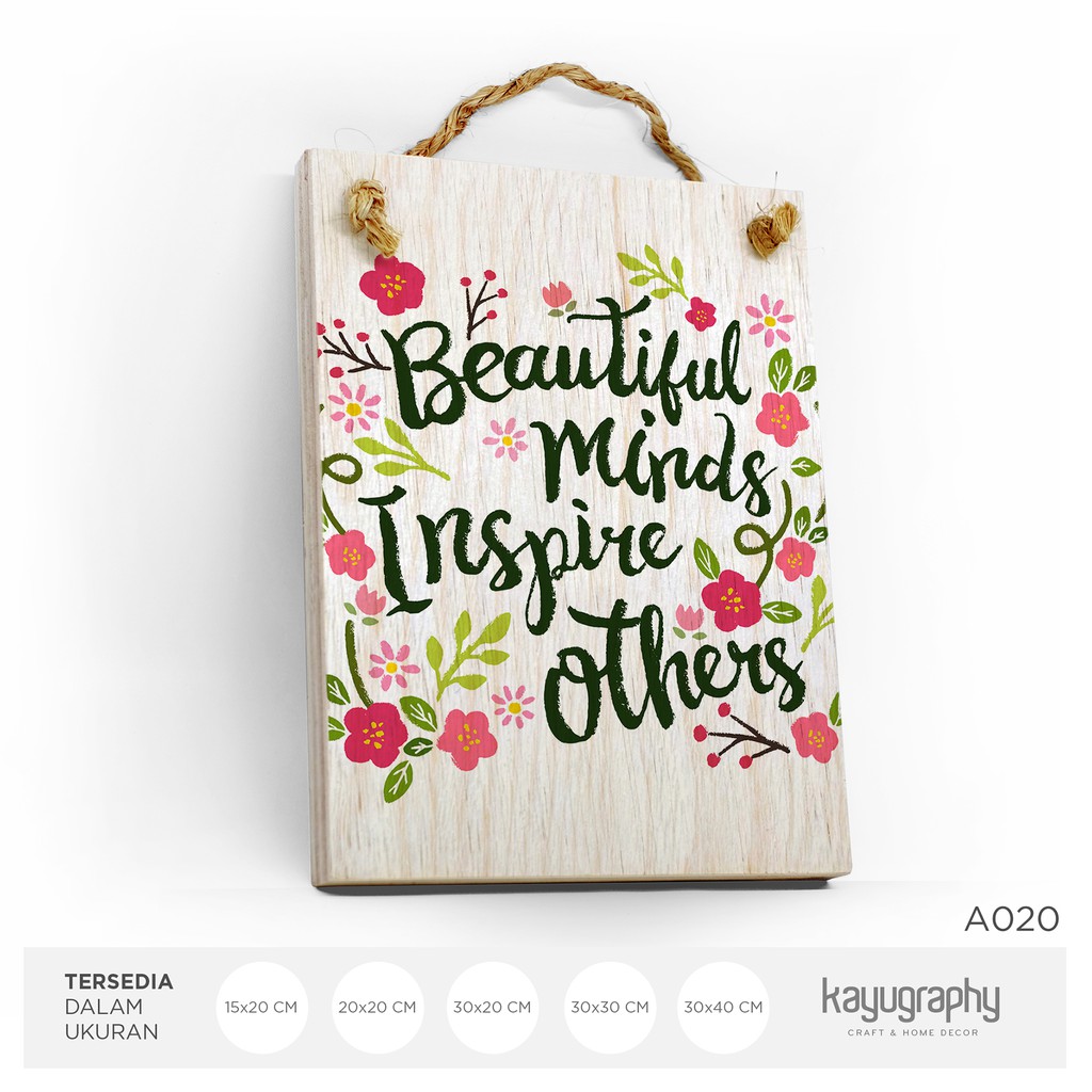 Hiasan Dinding Quote Beautiful Minds Wooden Vintage Poster Wall Decor 